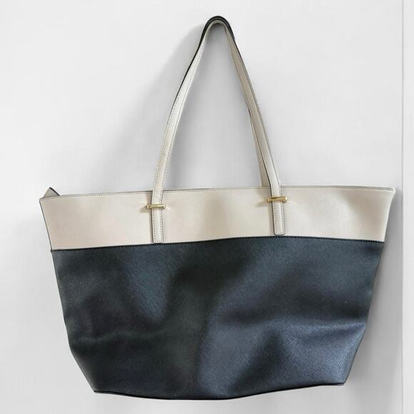 Kate Spade Cedar Street Harmony Tote Two-Tone Black & Beige Leather Shoulder Bag - Picture 5 of 16